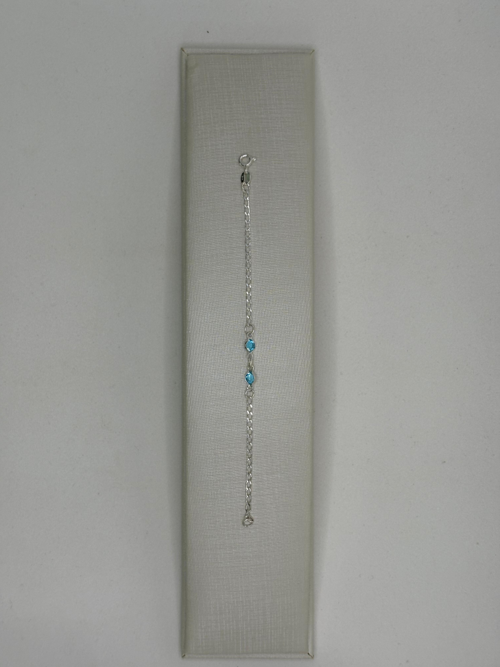 Pulseira infantil prata zircônia azul - #2