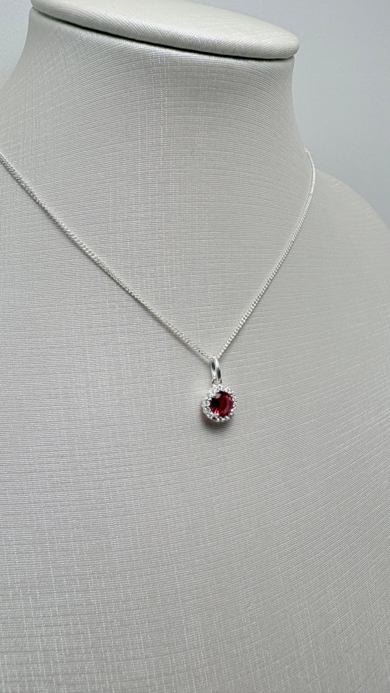 Pingente prata circulo rosa - #3