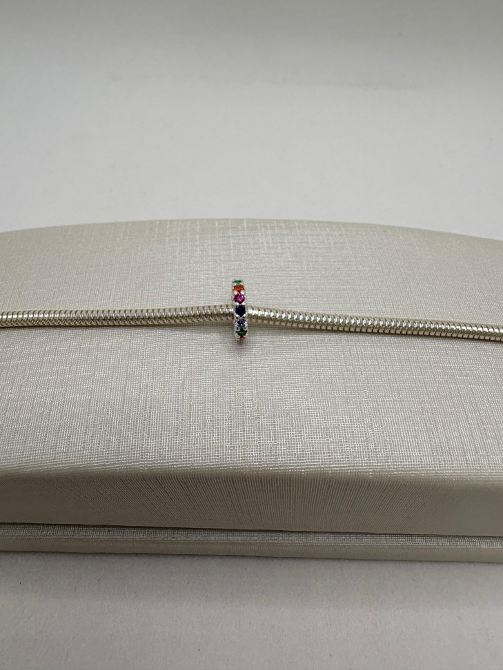 Berloque prata zircônia coloridas. - #2