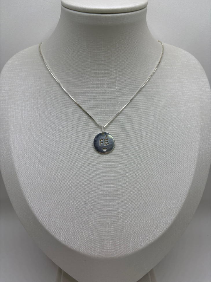 Pingente prata medalha fé - #2