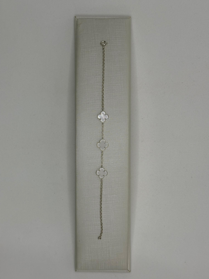 Pulseira prata três trevos - #2