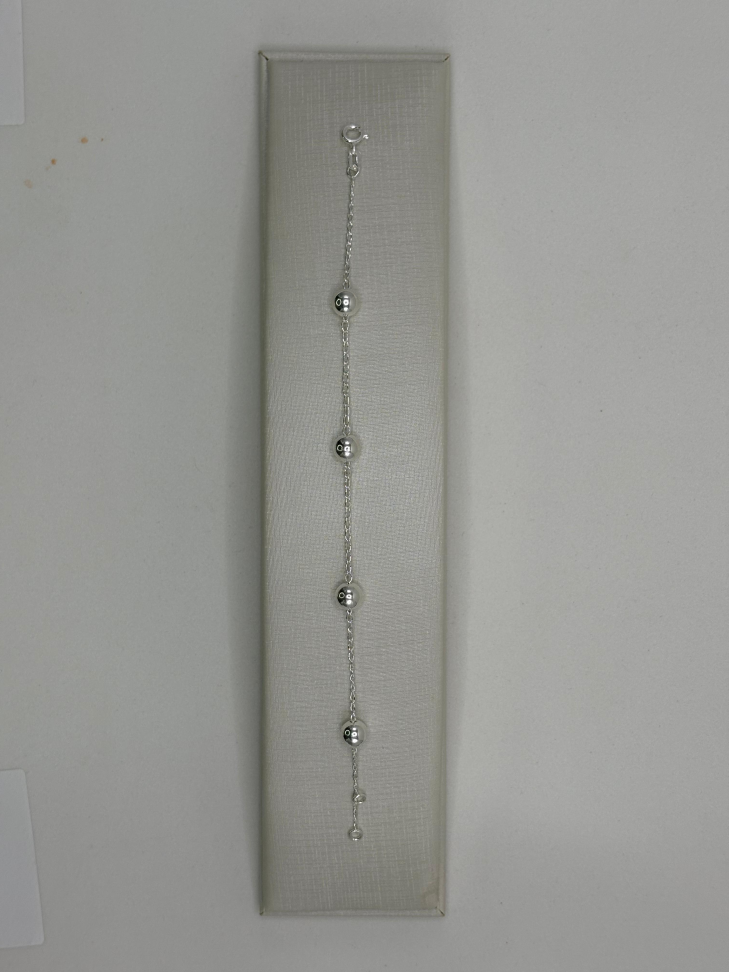 Pulseira prata elos iguais e bolas - #3