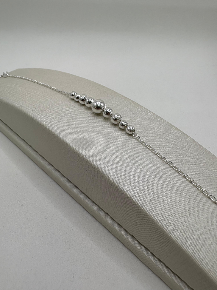 Pulseira prata elos com bolas - #3