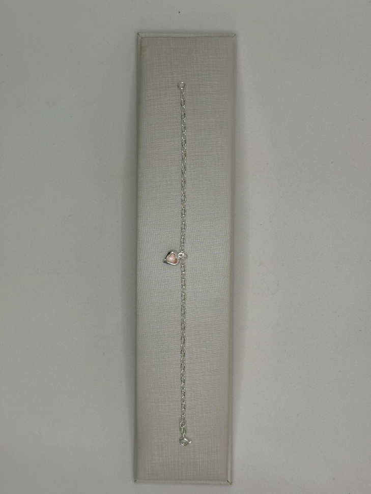 Pulseira prata elos com coração - #2