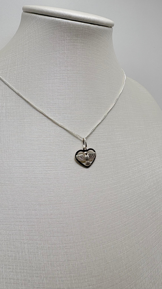 Gargantilha prata veneziana coração espirito santo - #3