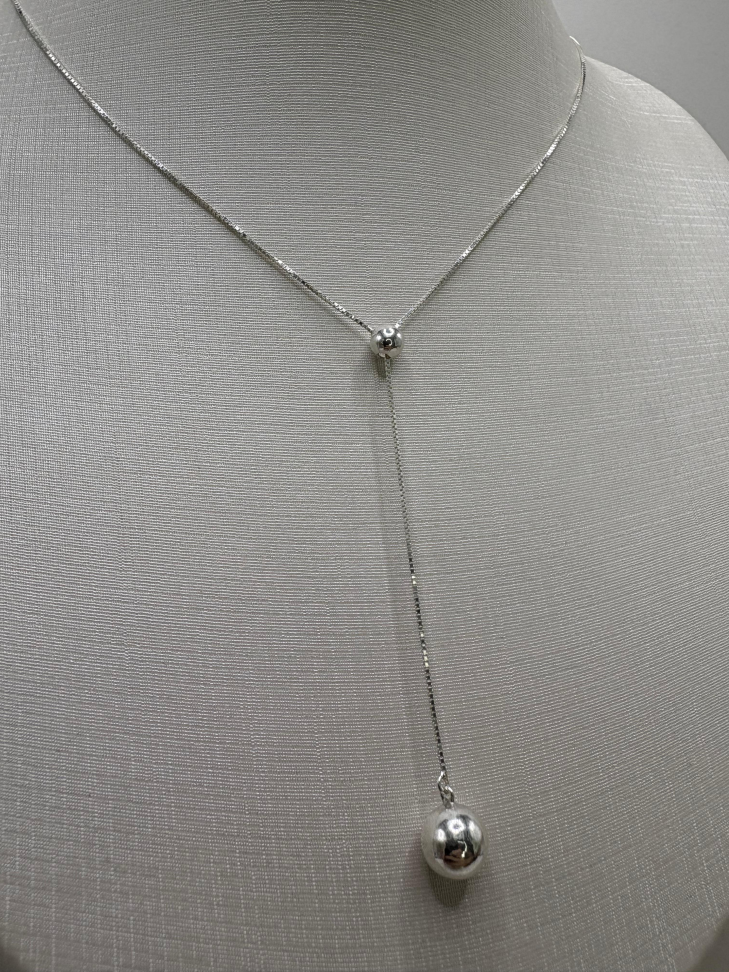 Gargantilha prata gravata bola - #2