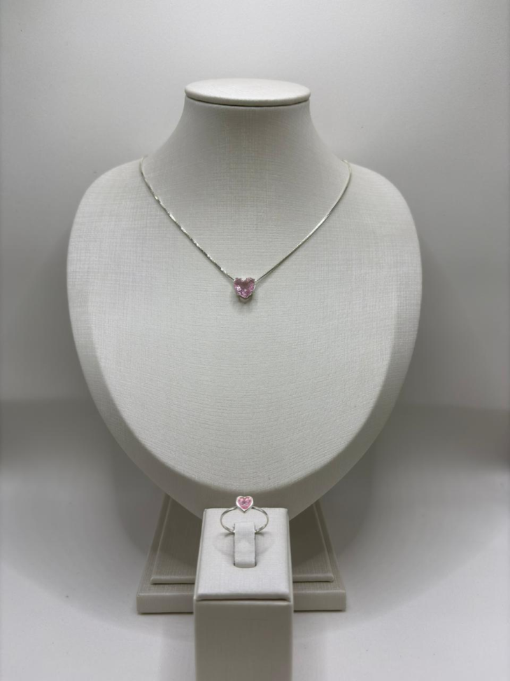 Pingente prata coração zircônia - #2