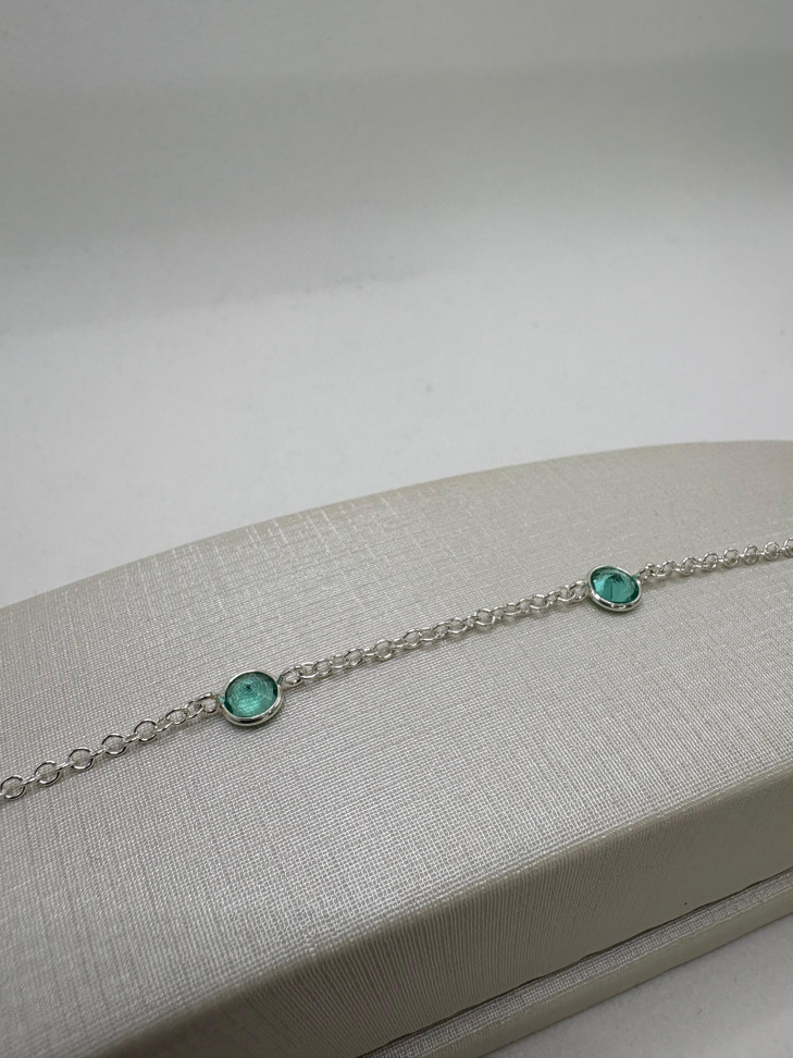 Pulseira prata elo português zircônia turmalina - #2