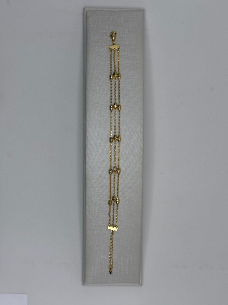 Pulseira semijoia três elos com bolas - #3