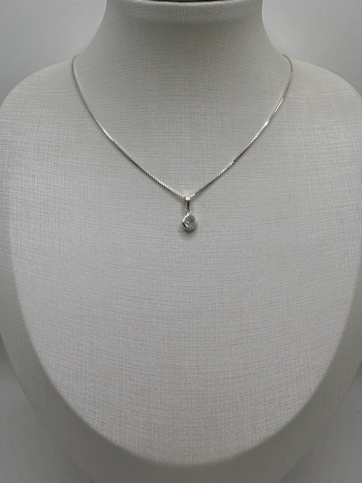 Gargantilha prata veneziana redondo zircônia - #2