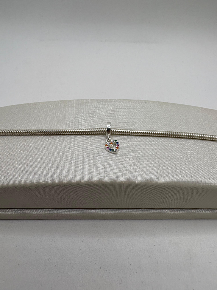 Berloque prata coração colorido - #2