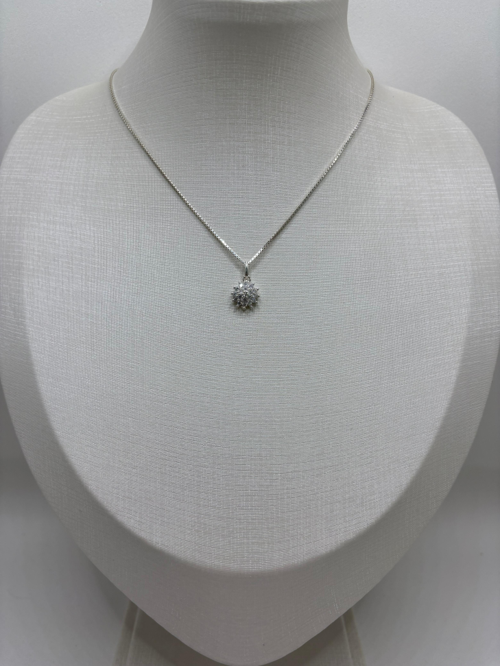 Pingente prata redondo zircônia - #2