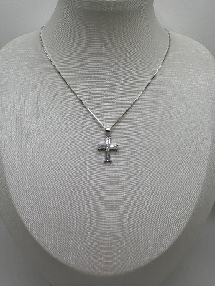 Pingente prata cruz zircônia - #2