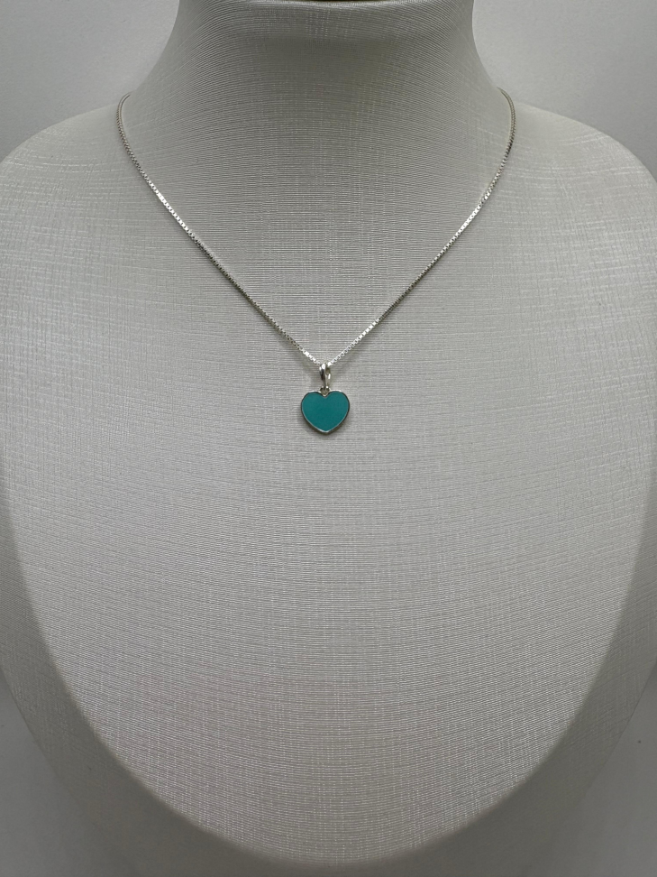 Pingente prata coração resinado - #2