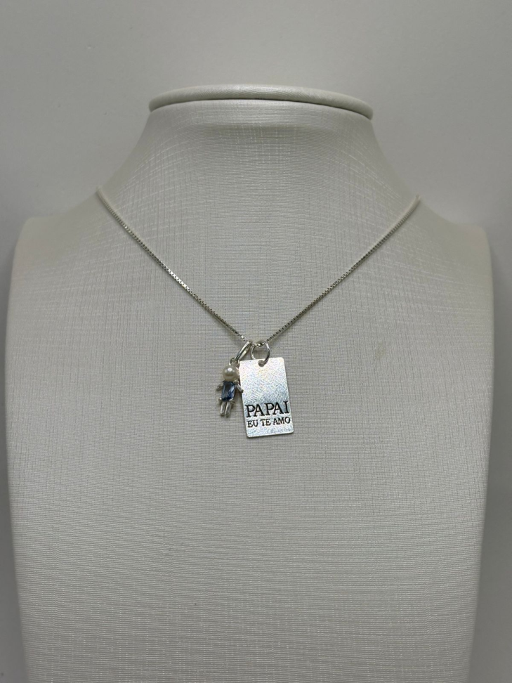 Pingente prata placa PAPAI EU TE AMO - #3