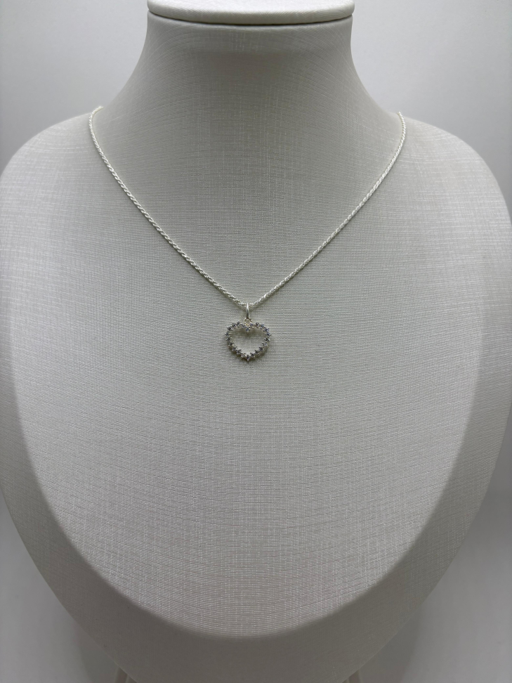 Pingente prata coração zircônia - #2