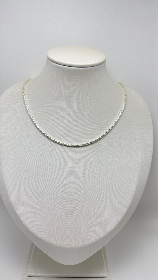 Corrente prata pipoca 45cm - #3