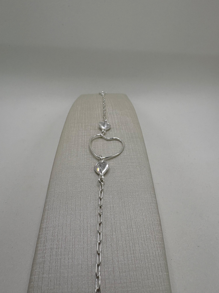 Pulseira prata cartier coração vazado com zircônia em coração - #2