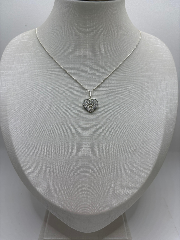 Pingente prata coração com pata - #2