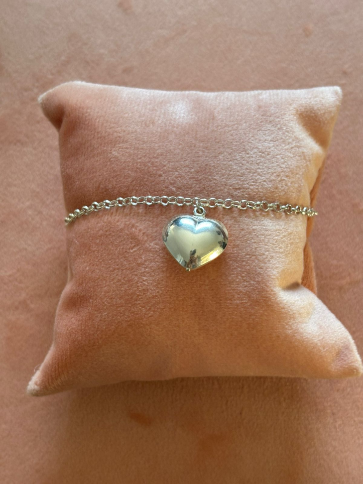 Pulseira prata com pingente de coração - #3