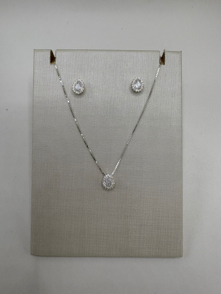 Brinco prata gota zircônia - #3