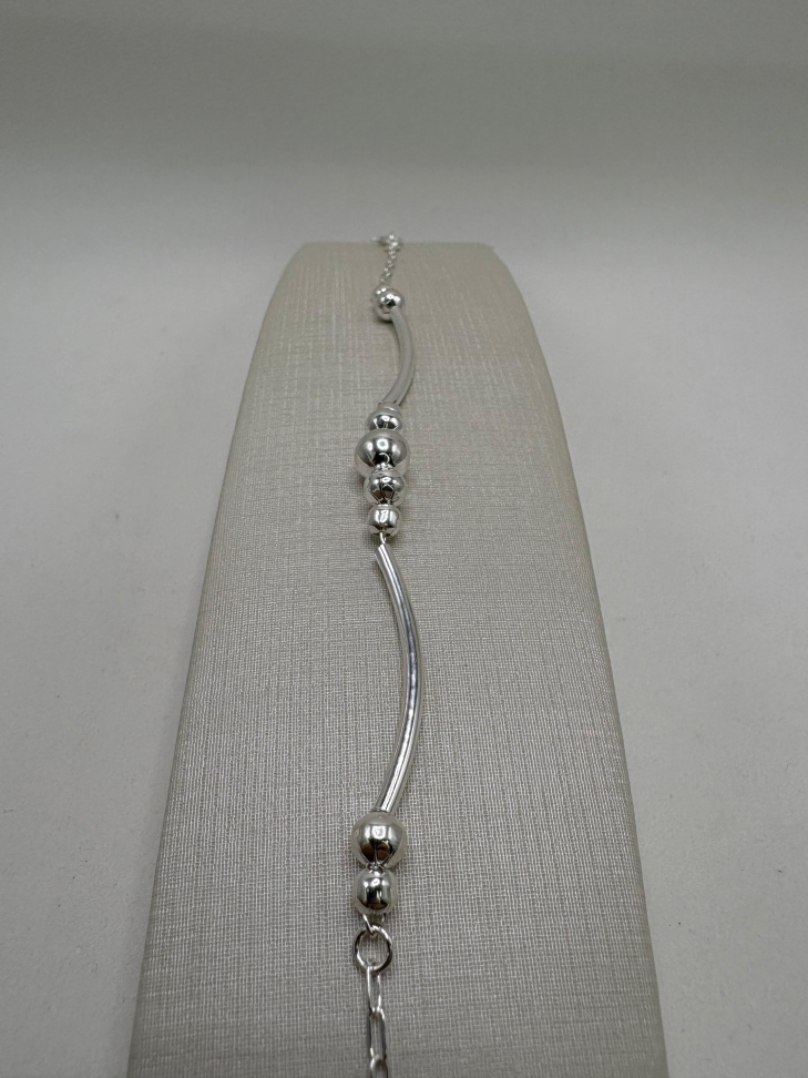 Pulseira prata cilindros - #3