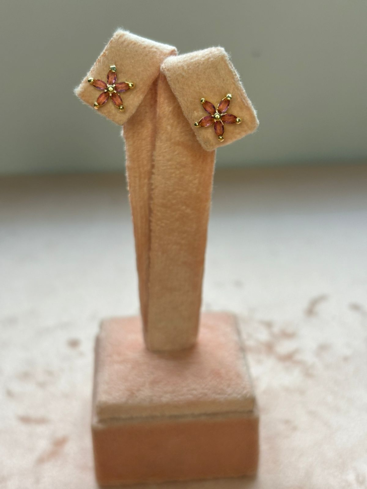 Brinco semijoia flor rubi - #2