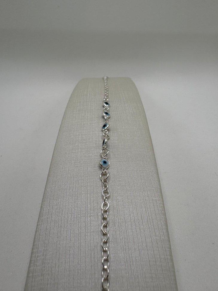 Pulseira prata elos redondo olho grego - #3