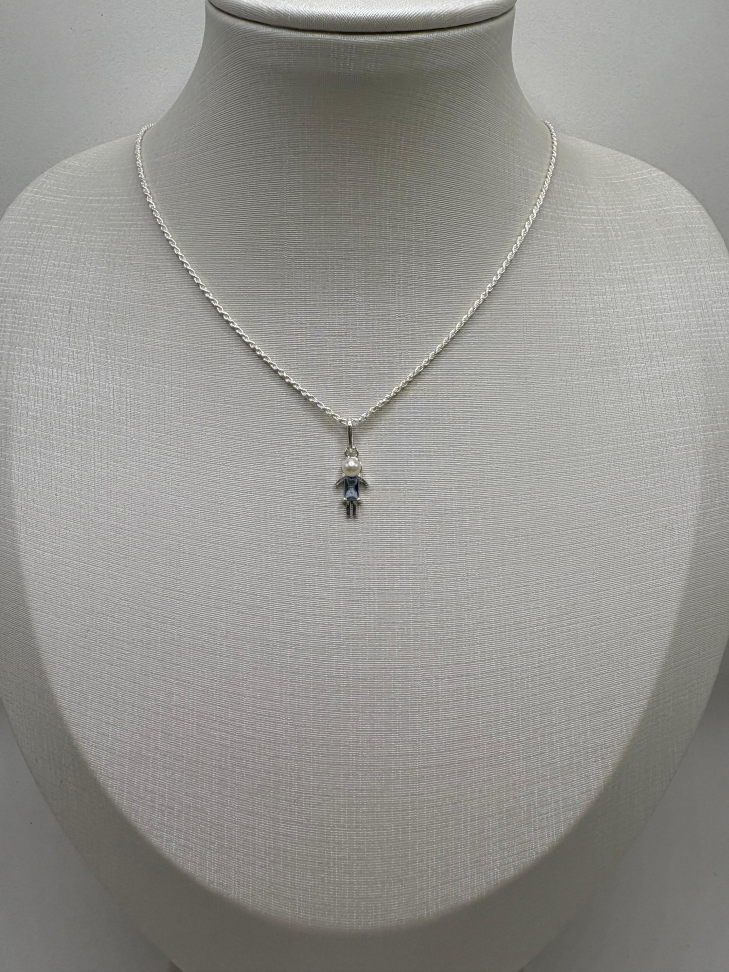 Pingente prata menino com pérola - #2