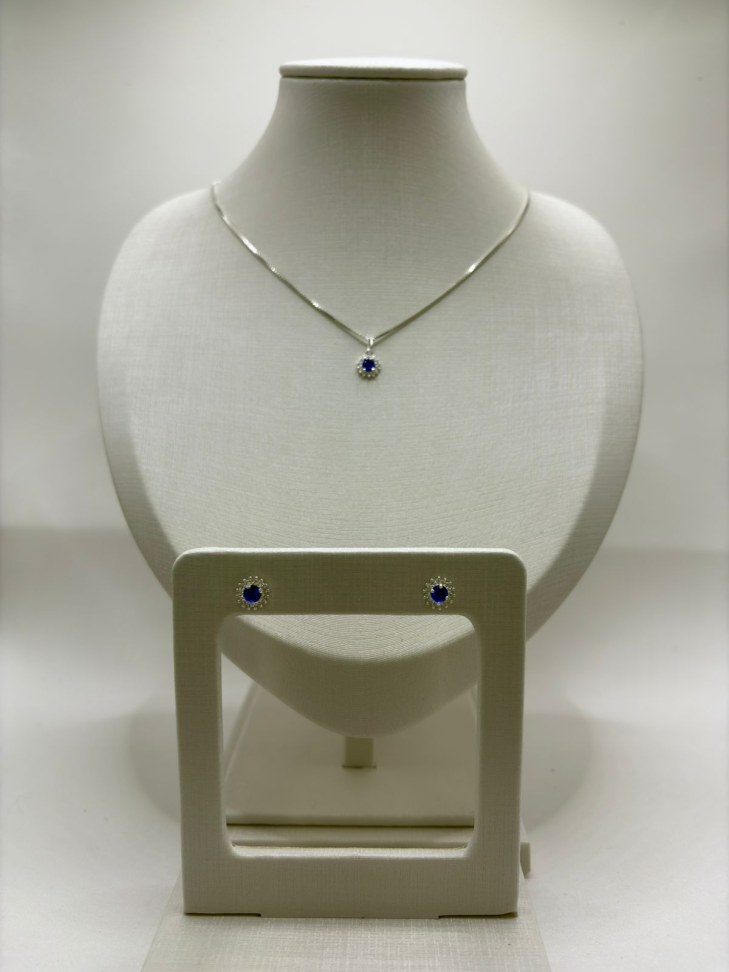 Pingente prata redonda azul - #2