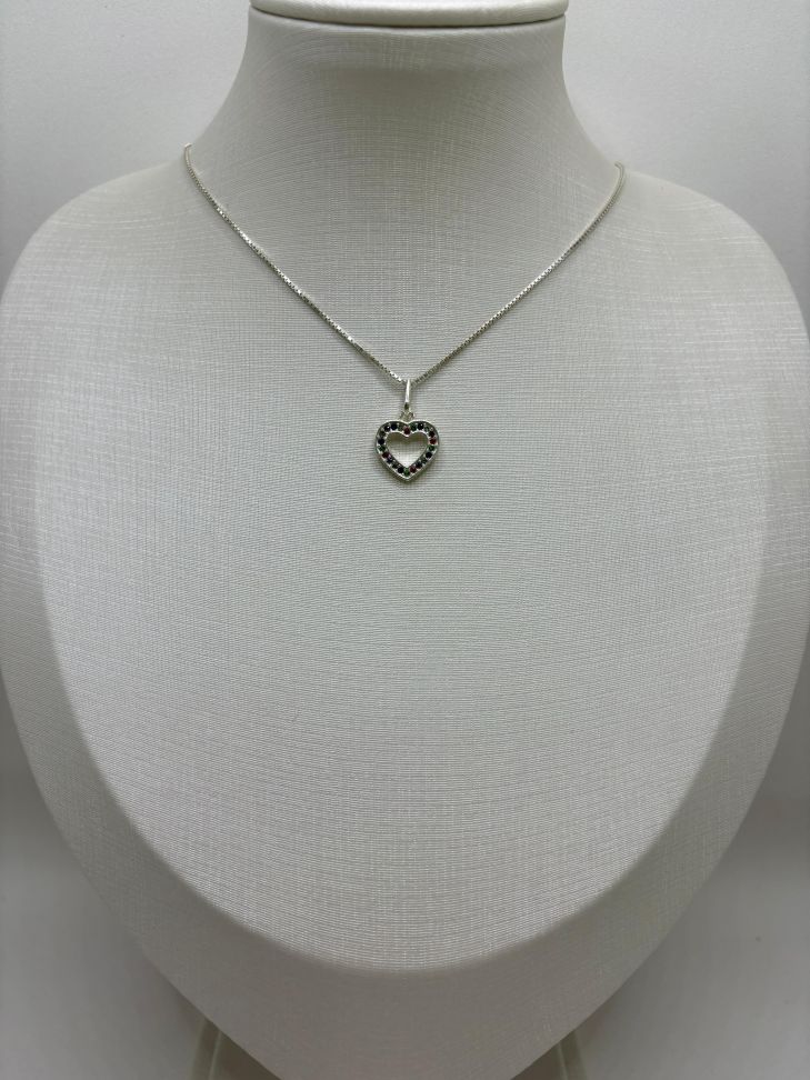 Pingente prata coração zircônia coloridas - #2