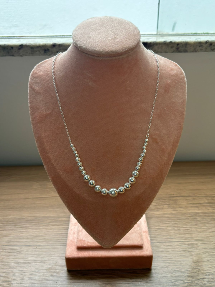 Gargantilha prata elo português bolas - #2