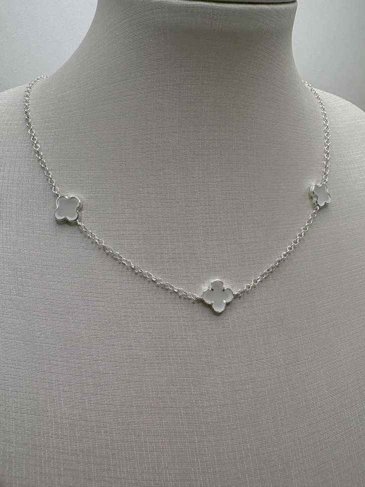 Gargantilha prata elo português três trevos - #2