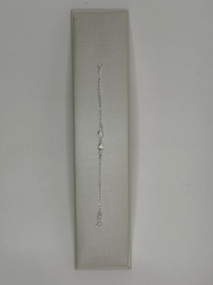 Pulseira infantil prata zircônia coração - #2