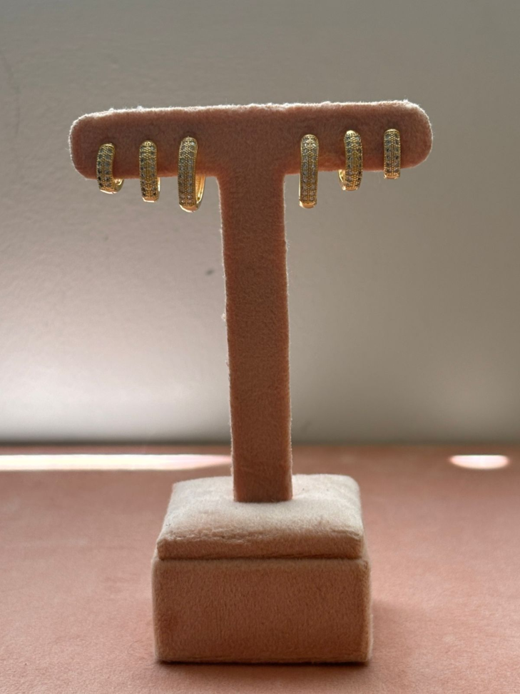 Brinco semijoia argola com zircônia - #2