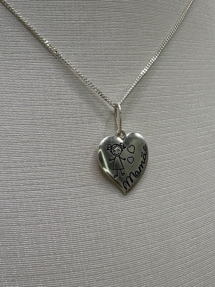 Pingente prata coração menina - #2