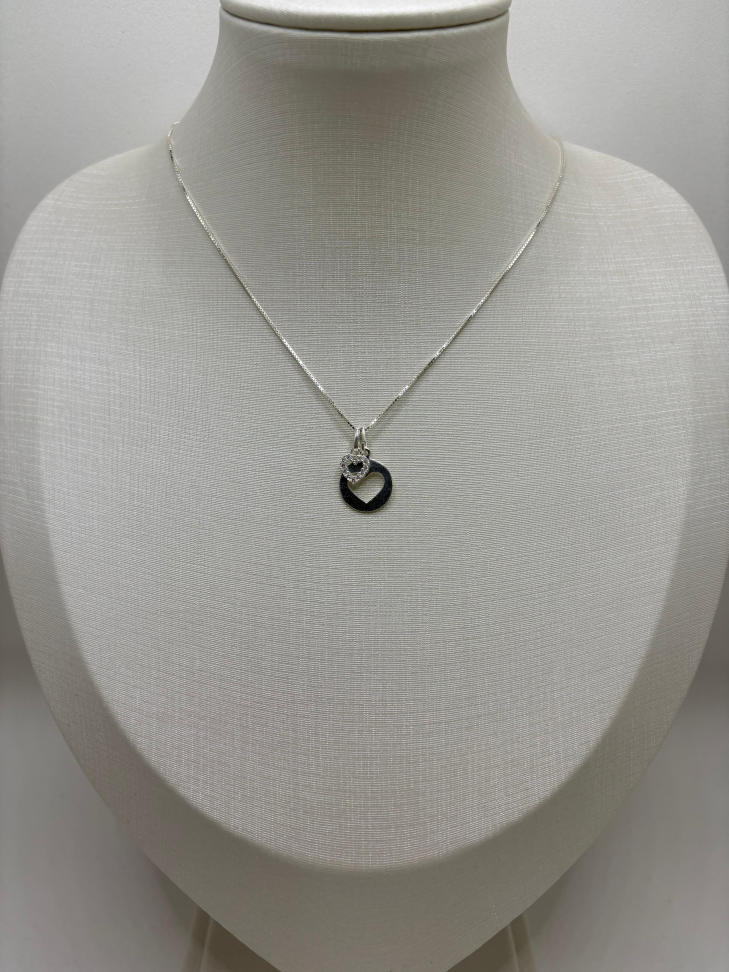 Conjunto prata veneziana 45cm com pingentes de coração - #2