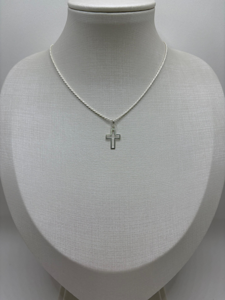 Gargantilha prata veneziana cruz - #2