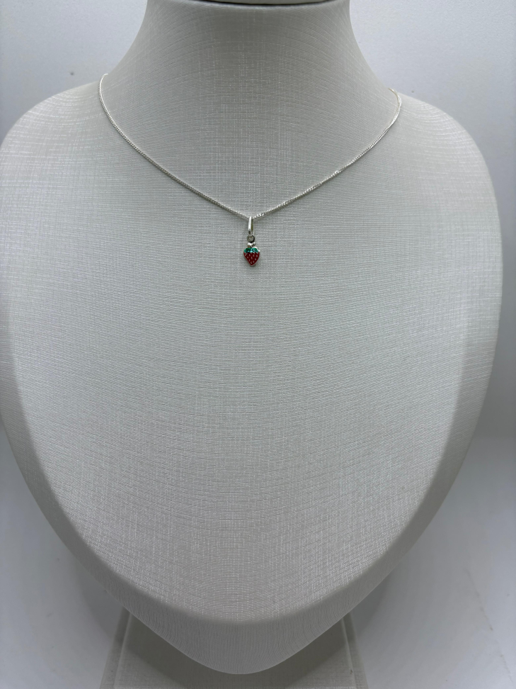 Pingente prata infantil morango - #2