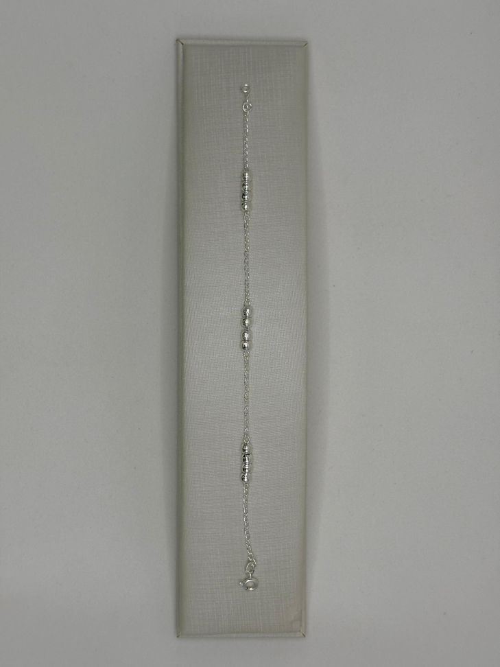 Pulseira prata elos com bolas - #2