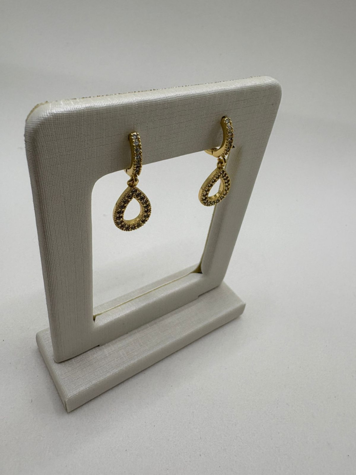 Brinco semijoia argola zircônia com pingente gota - #2