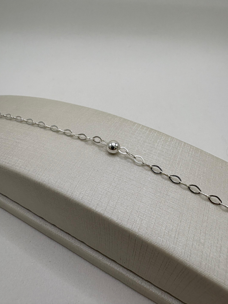 Pulseira prata elos com bola ao meio - #3