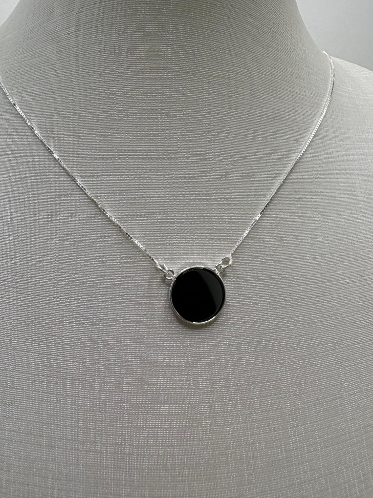 Gargantilha prata onix - #1