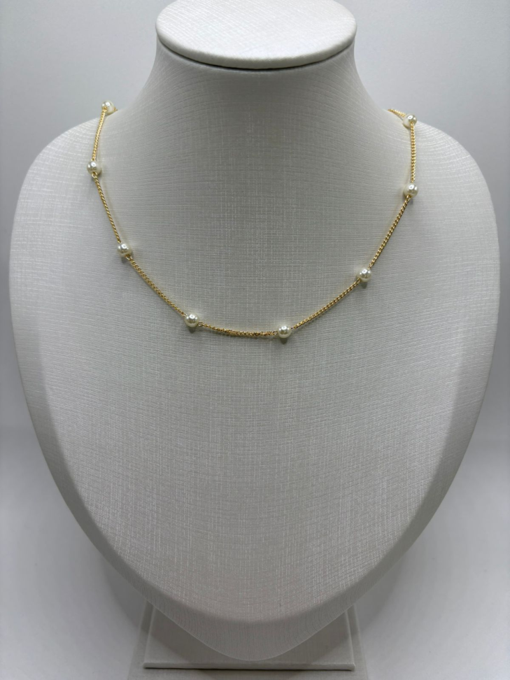 Gargantilha semijoia elos com pérola - #2