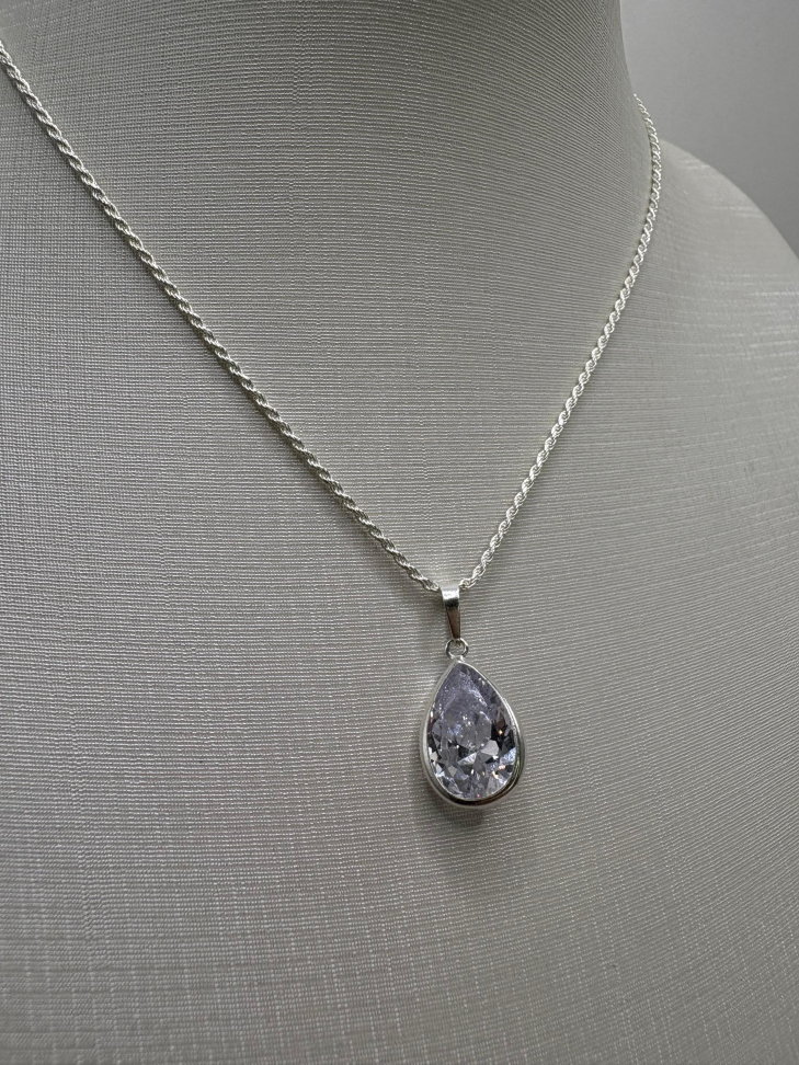 Pingente prata gota zircônia - #2