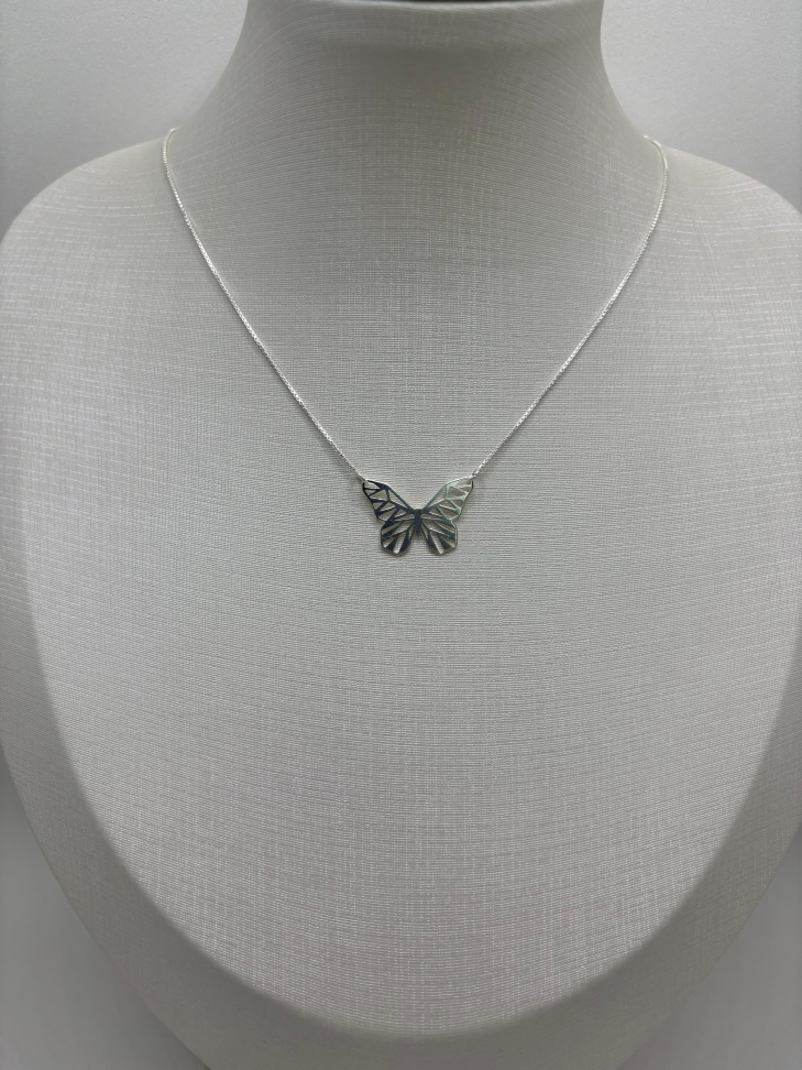Gargantilha prata borboleta geométrica - #2