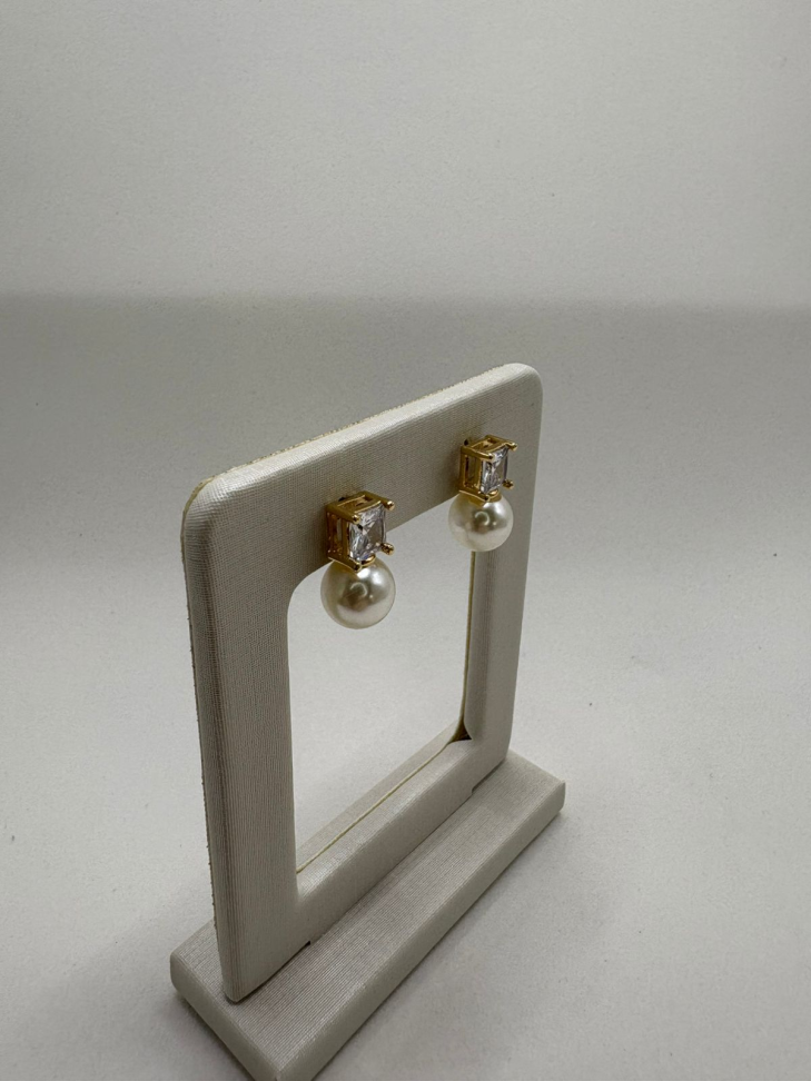 Brinco semijoia zircônia e pérola - #2
