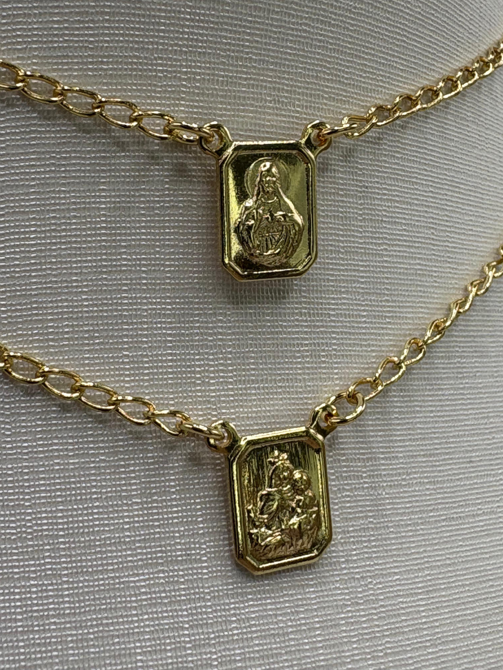 Escapulario semijoia sagrado coração e nossa senhora do carmo - #2