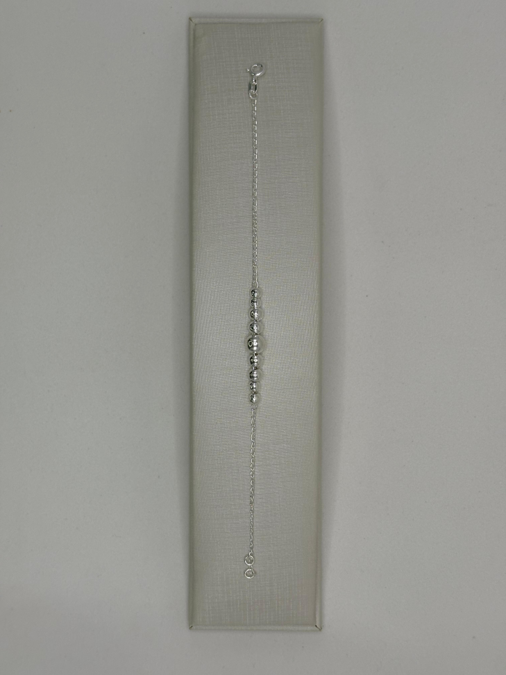 Pulseira prata elos com bolas - #2