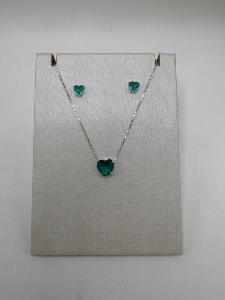 Brinco prata coração zircônia - #2